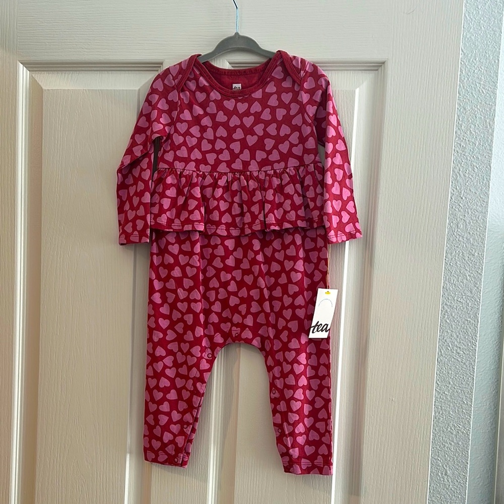 Red Heart Pattern Baby Romper